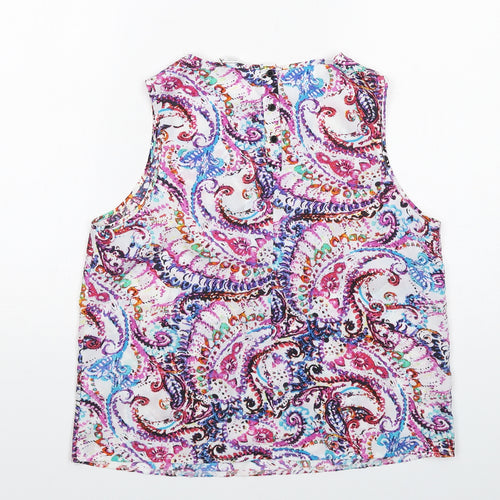 New Look Womens Multicoloured Paisley Polyester Basic Tank Size 14 Boat Neck