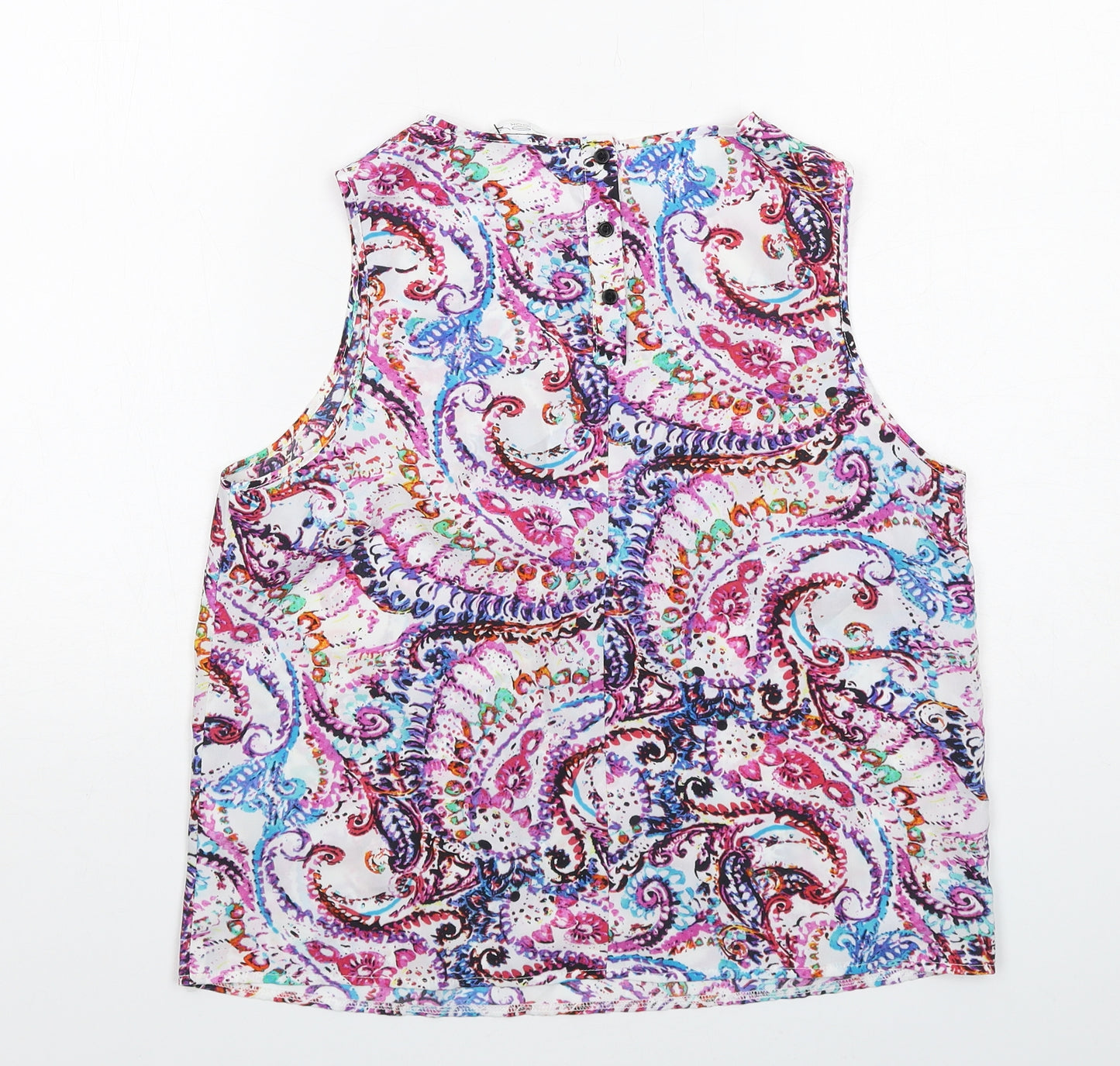 New Look Womens Multicoloured Paisley Polyester Basic Tank Size 14 Boat Neck
