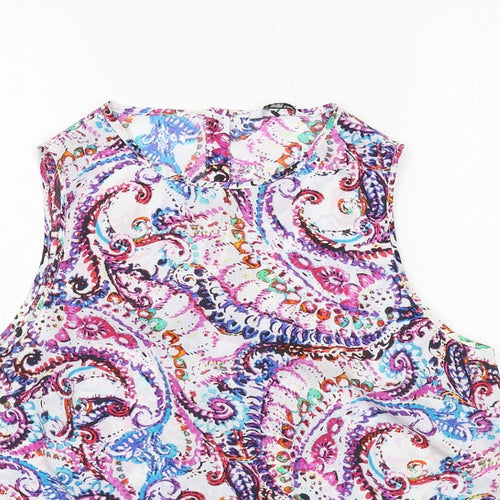 New Look Womens Multicoloured Paisley Polyester Basic Tank Size 14 Boat Neck