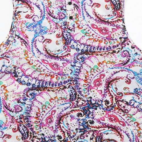 New Look Womens Multicoloured Paisley Polyester Basic Tank Size 14 Boat Neck