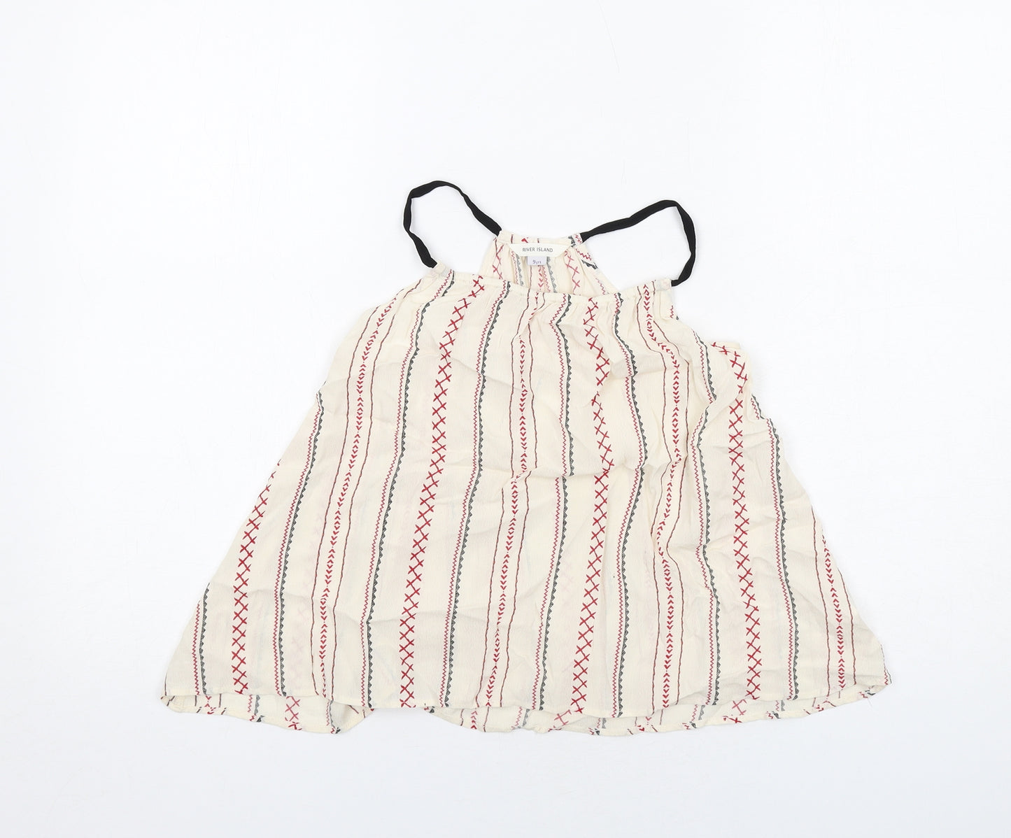 River Island Girls Ivory Geometric Viscose Basic Tank Size 9 Years Halter Pullover