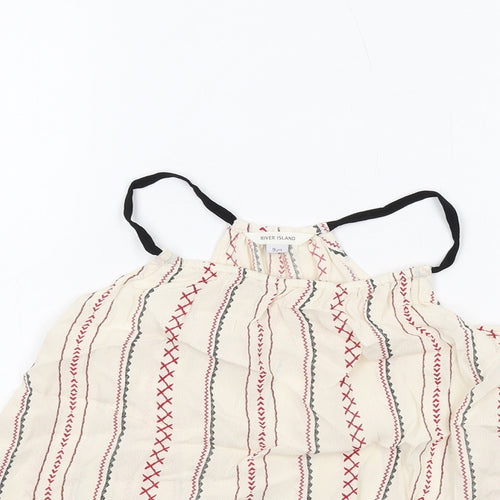 River Island Girls Ivory Geometric Viscose Basic Tank Size 9 Years Halter Pullover