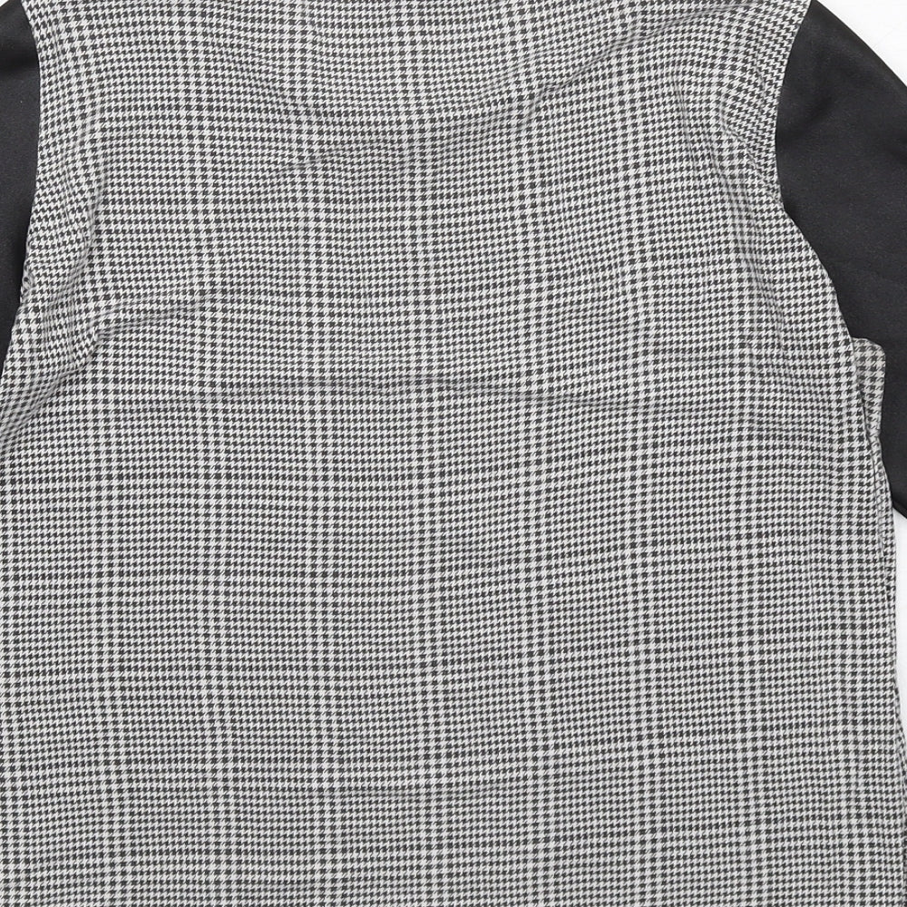 New Look Womens Black Geometric Polyester Basic T-Shirt Size 10 Boat Neck