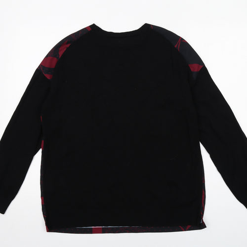 Debenhams Womens Black Round Neck Floral Polyester Pullover Jumper Size 14