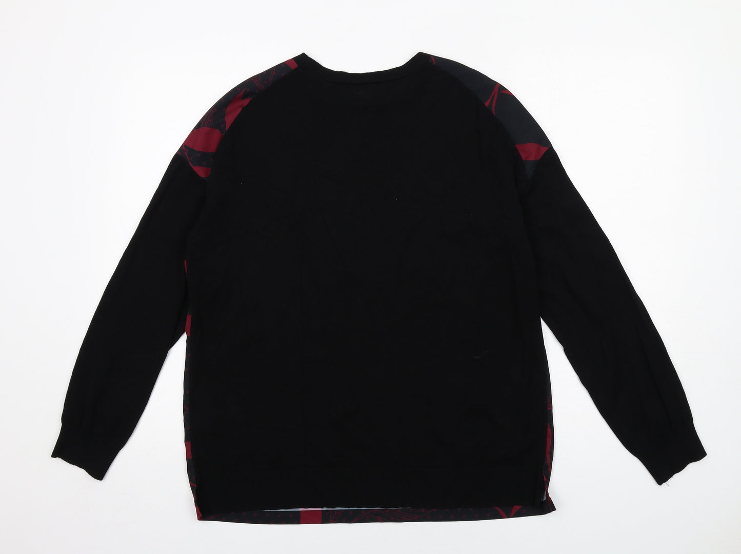 Debenhams Womens Black Round Neck Floral Polyester Pullover Jumper Size 14
