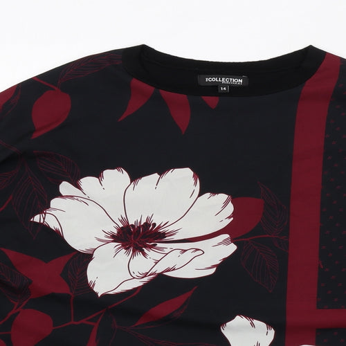 Debenhams Womens Black Round Neck Floral Polyester Pullover Jumper Size 14
