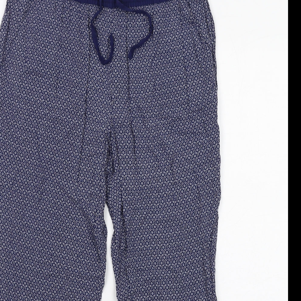 Maine Womens Blue Geometric Viscose Carrot Trousers Size 14 Regular Drawstring