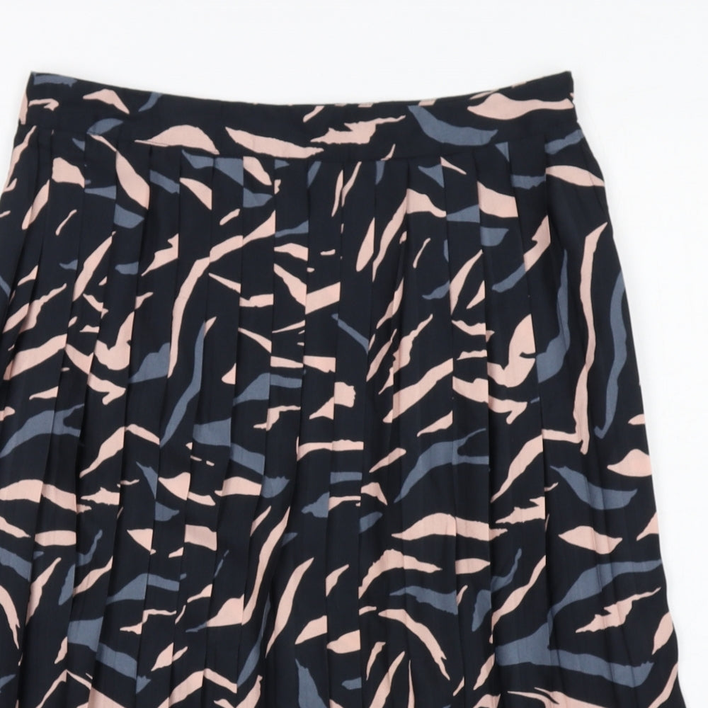Joe Browns Womens Black Animal Print Polyester Pleated Skirt Size 12 Zip - Tiger pattern