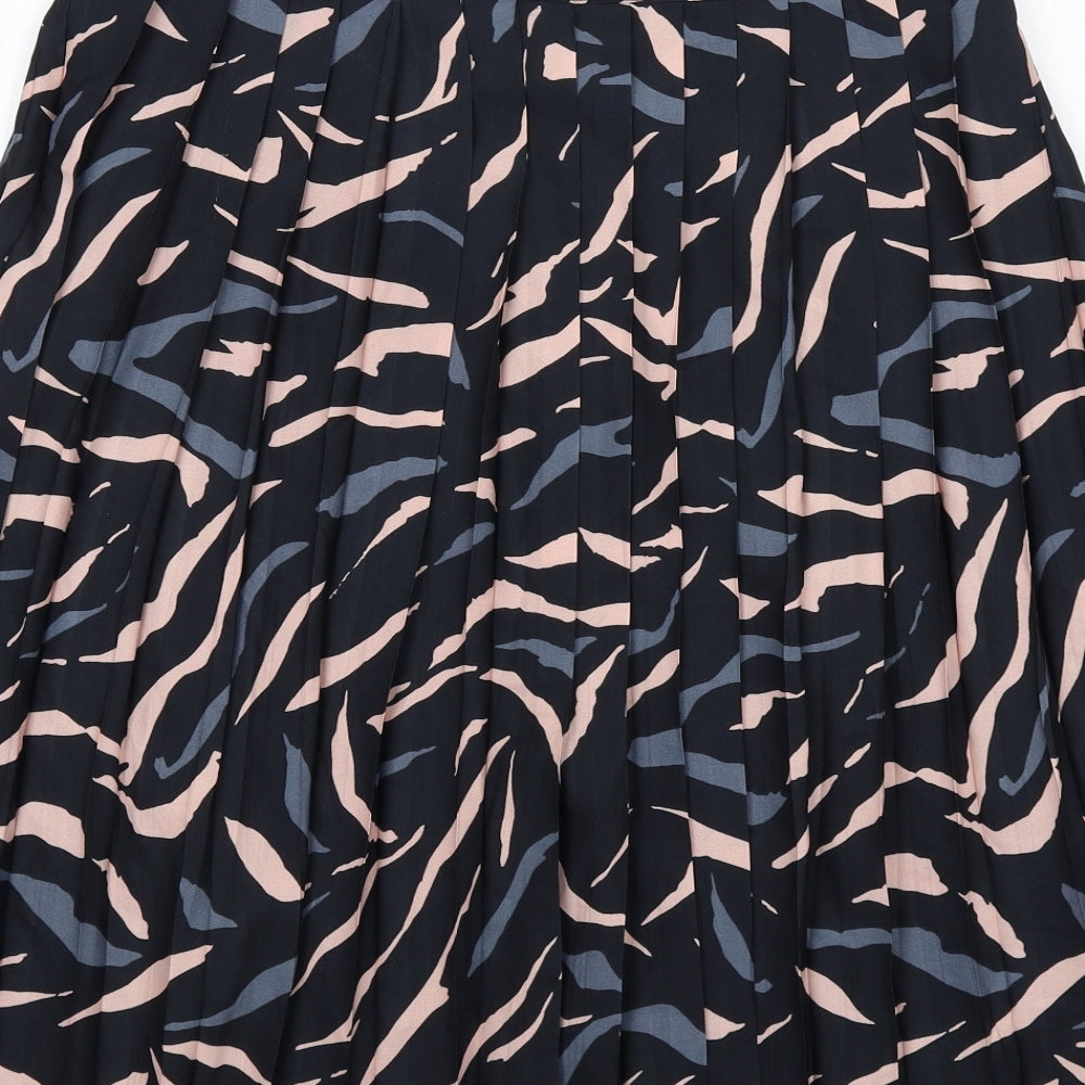 Joe Browns Womens Black Animal Print Polyester Pleated Skirt Size 12 Zip - Tiger pattern