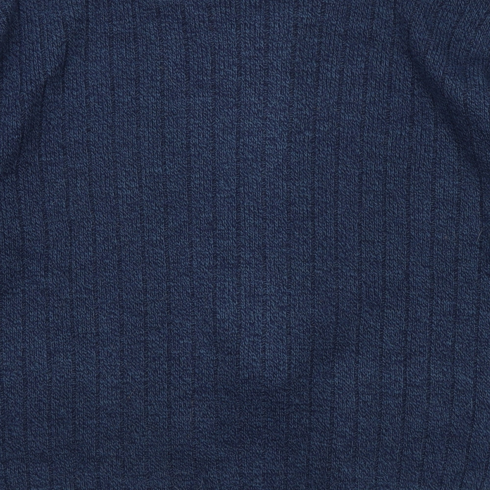Bellisimo Mens Blue V-Neck Acrylic Full Zip Jumper Size XL Long Sleeve