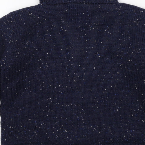Marks and Spencer Boys Blue Mock Neck Geometric Polyester Full Zip Jumper Size 4-5 Years Zip