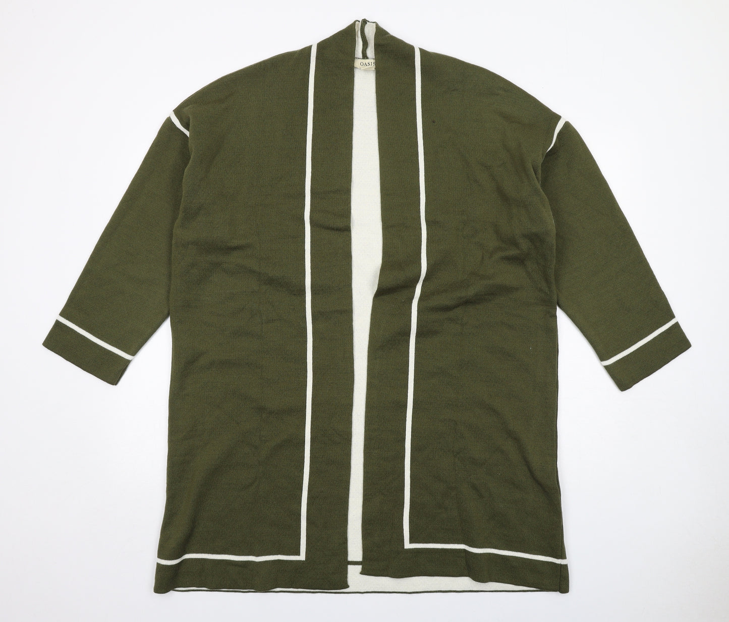 Oasis Womens Green V-Neck Acrylic Cardigan Jumper Size L