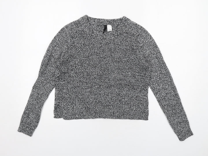 H&M Womens Black Round Neck Acrylic Pullover Jumper Size XS