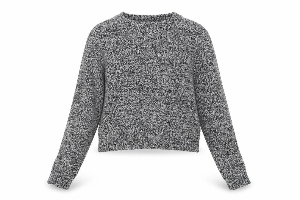 Front view of H&M women’s black round neck acrylic jumper, size XS