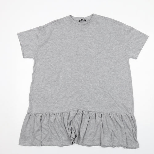 Nasty Gal Womens Grey Cotton T-Shirt Dress Size S Round Neck Pullover