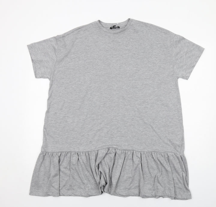 Nasty Gal Womens Grey Cotton T-Shirt Dress Size S Round Neck Pullover
