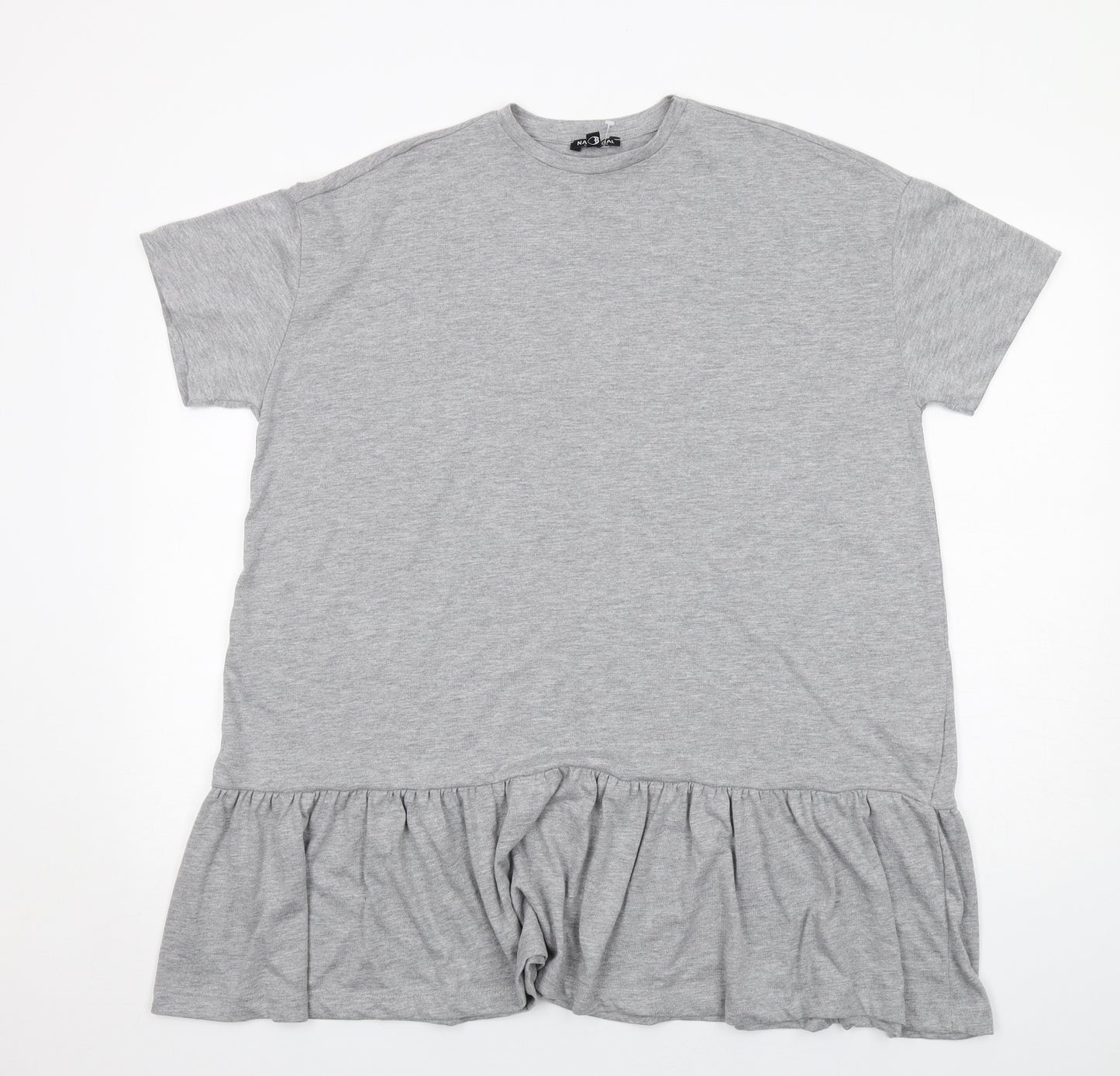 Nasty Gal Womens Grey Cotton T-Shirt Dress Size S Round Neck Pullover