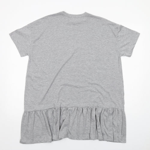 Nasty Gal Womens Grey Cotton T-Shirt Dress Size S Round Neck Pullover