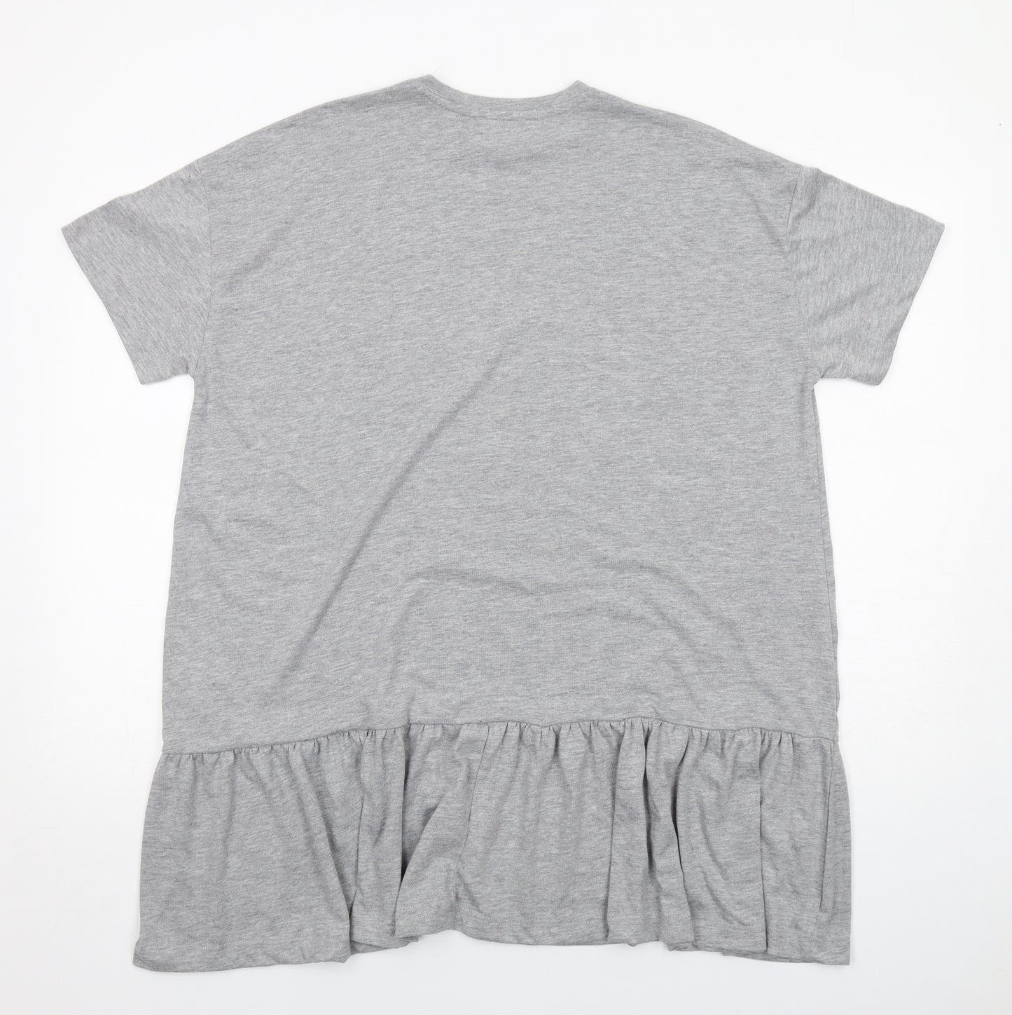 Nasty Gal Womens Grey Cotton T-Shirt Dress Size S Round Neck Pullover