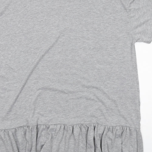 Nasty Gal Womens Grey Cotton T-Shirt Dress Size S Round Neck Pullover