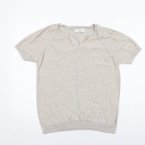 NEXT Womens Beige V-Neck Wool Pullover Jumper Size 12