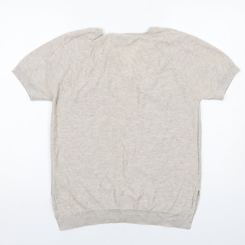 NEXT Womens Beige V-Neck Wool Pullover Jumper Size 12