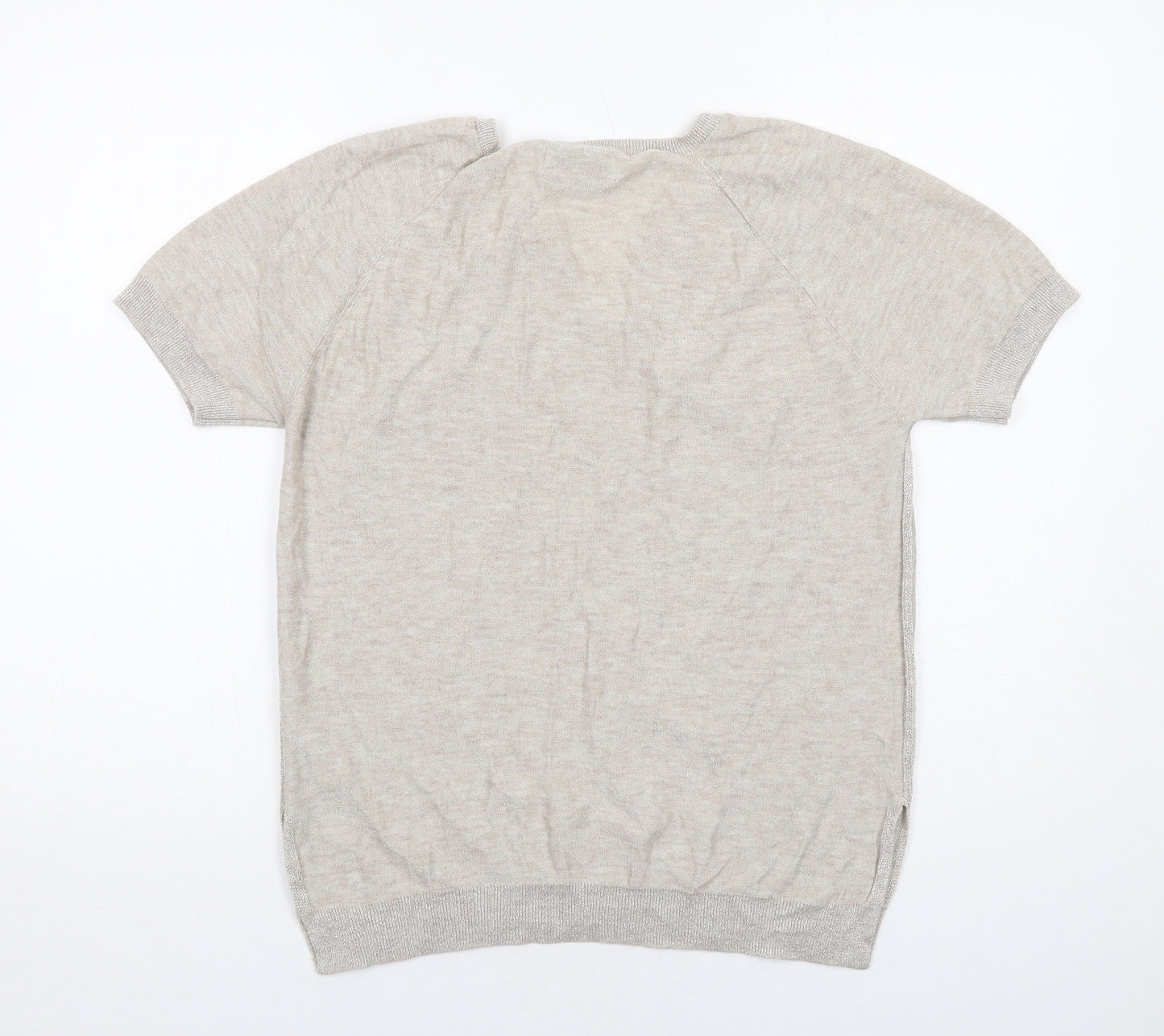 NEXT Womens Beige V-Neck Wool Pullover Jumper Size 12