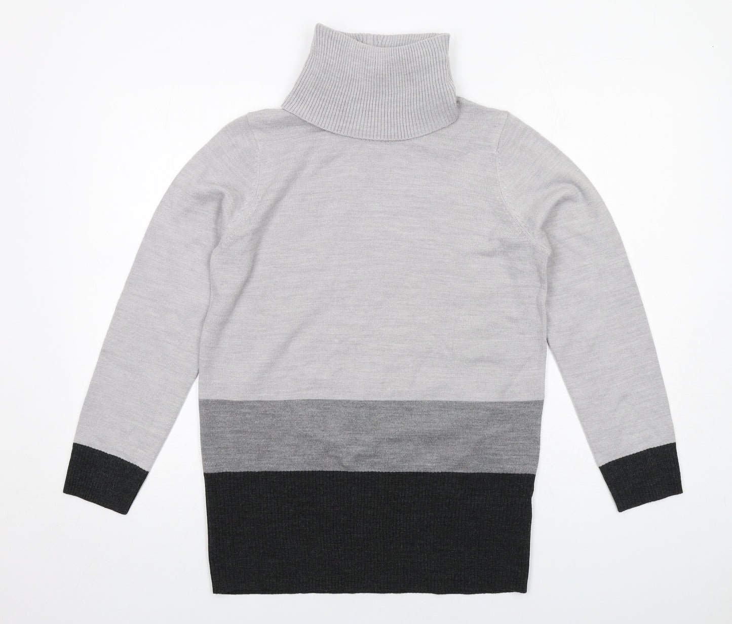 Marks and Spencer Womens Grey Roll Neck Acrylic Pullover Jumper Size L