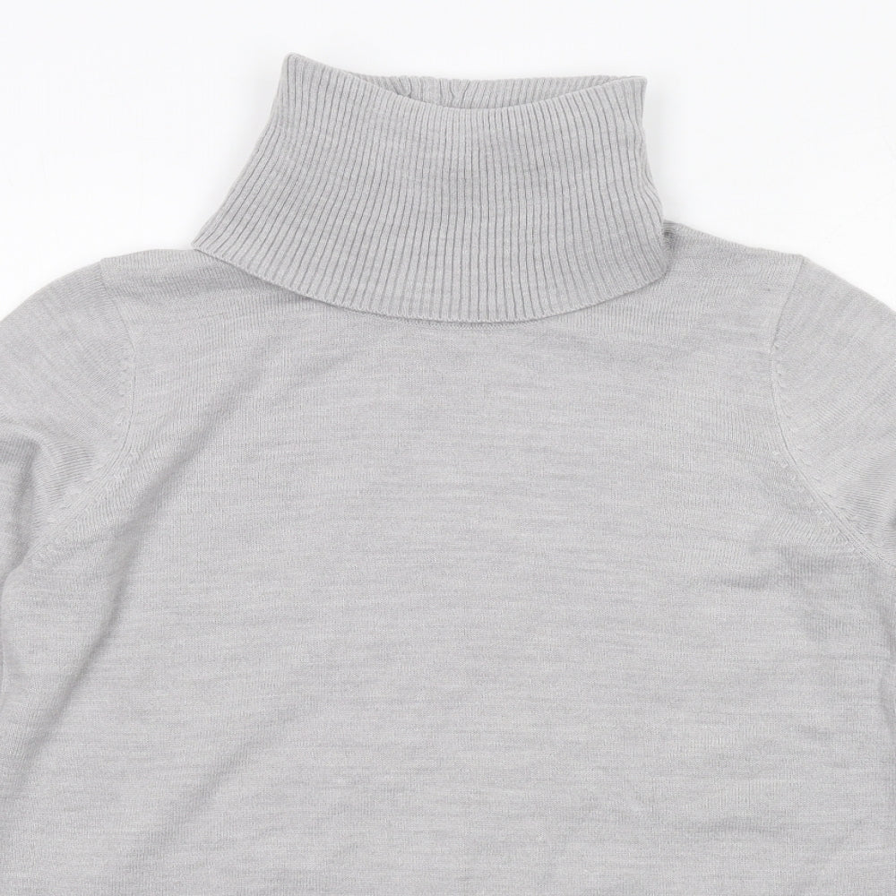 Marks and Spencer Womens Grey Roll Neck Acrylic Pullover Jumper Size L