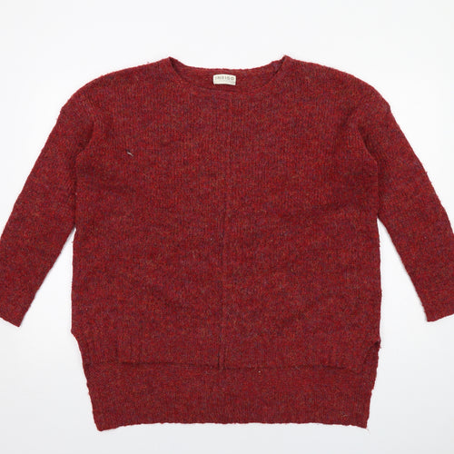 Indigo Womens Red Round Neck Polyester Pullover Jumper Size M