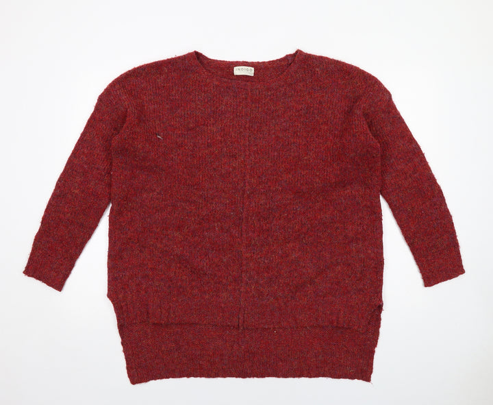 Indigo Womens Red Round Neck Polyester Pullover Jumper Size M