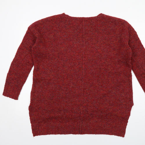 Indigo Womens Red Round Neck Polyester Pullover Jumper Size M