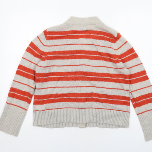 Autograph Womens Beige V-Neck Striped Acrylic Cardigan Jumper Size 12