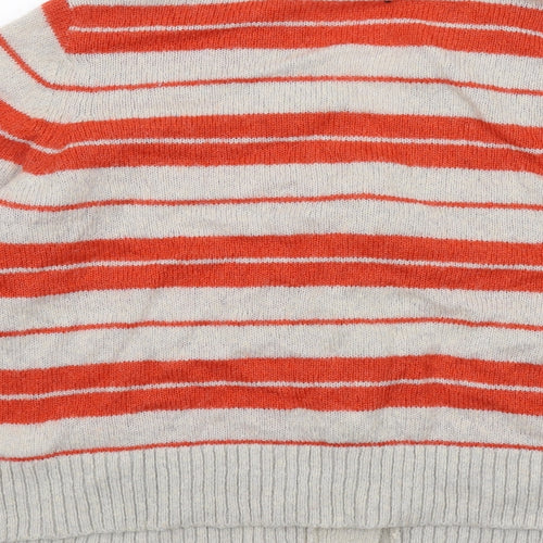 Autograph Womens Beige V-Neck Striped Acrylic Cardigan Jumper Size 12