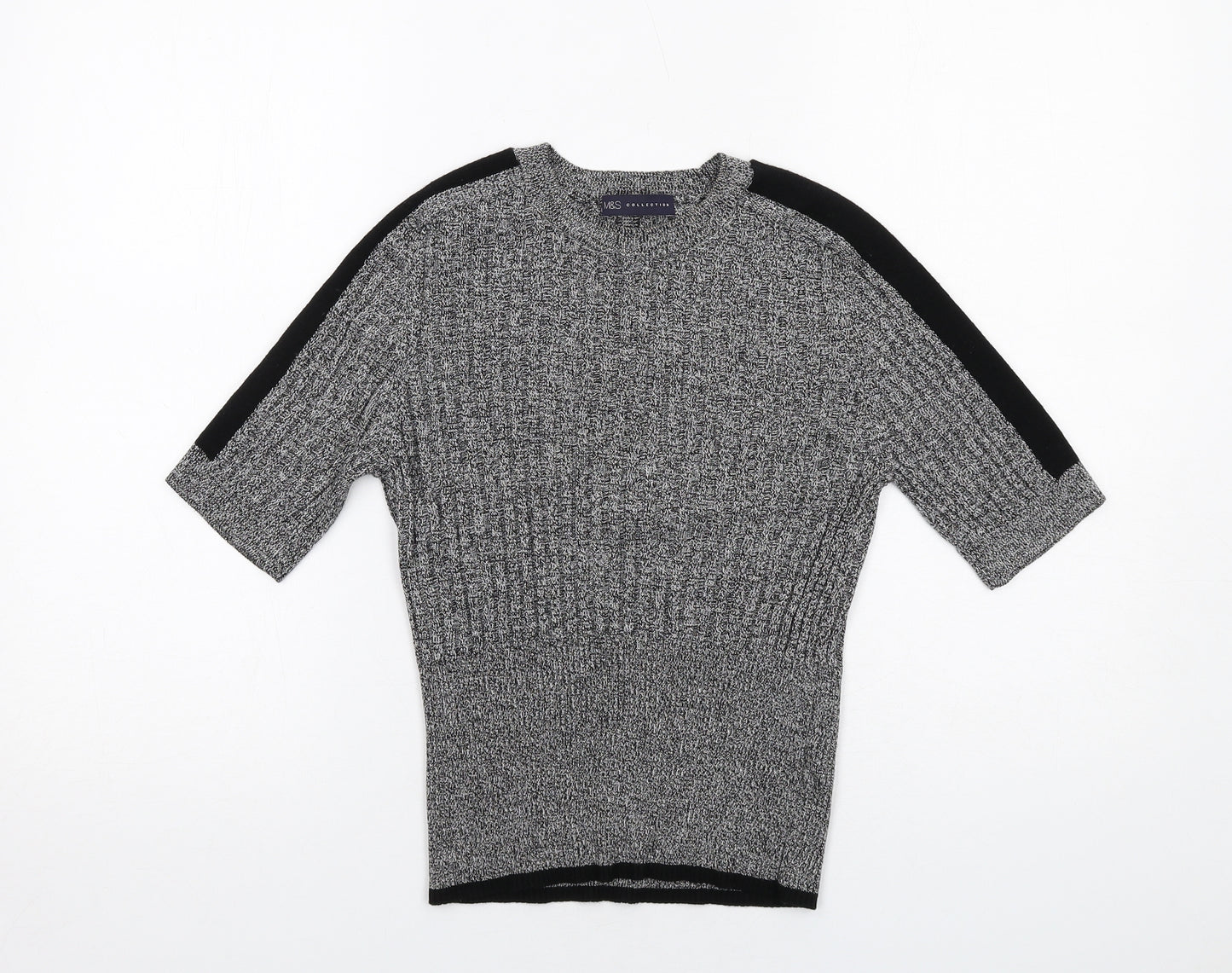 Marks and Spencer Womens Grey Round Neck Viscose Pullover Jumper Size 12