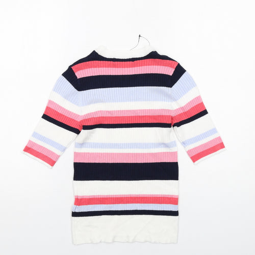 Marks and Spencer Womens Multicoloured Round Neck Striped Viscose Pullover Jumper Size 10