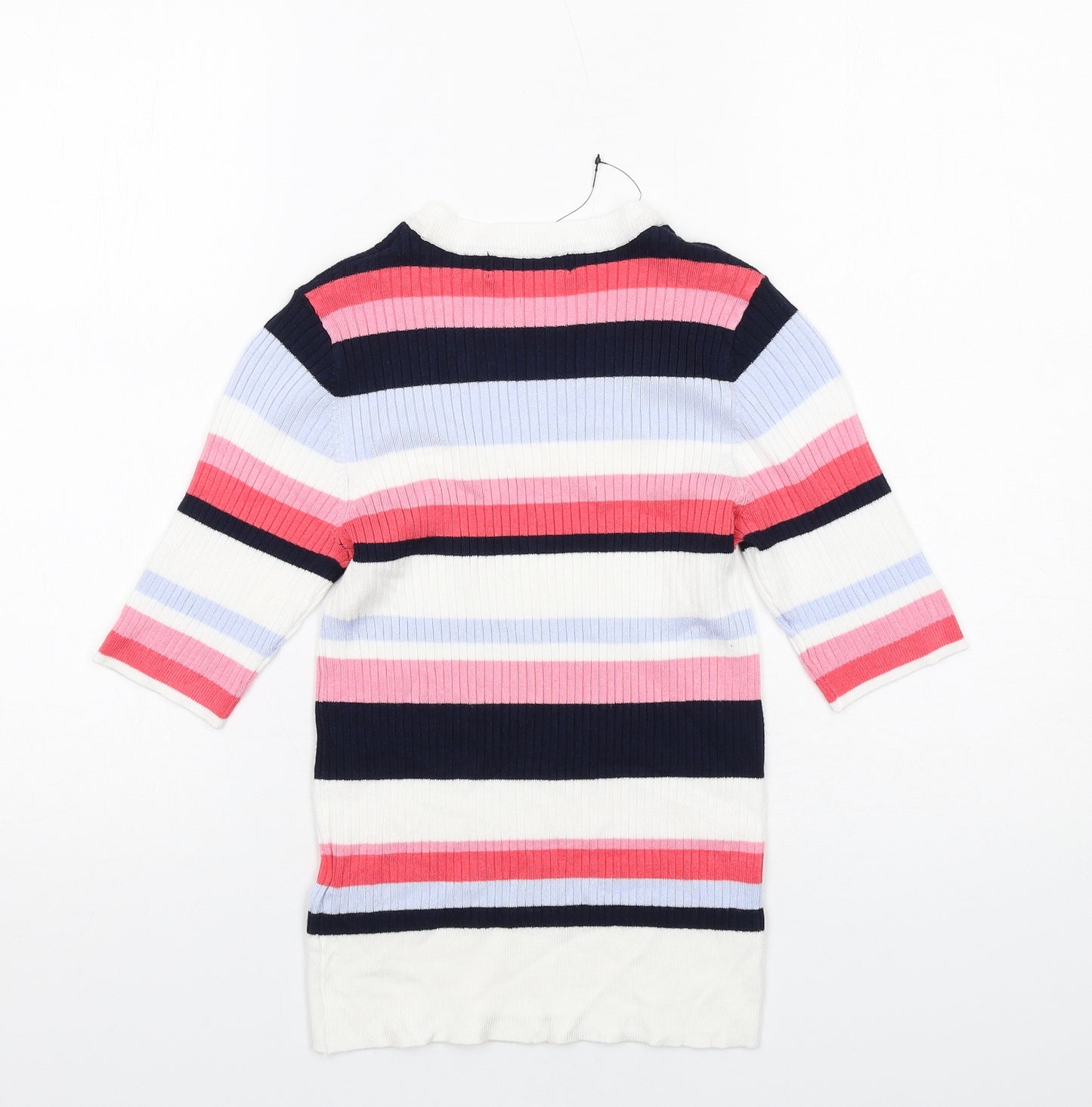 Marks and Spencer Womens Multicoloured Round Neck Striped Viscose Pullover Jumper Size 10