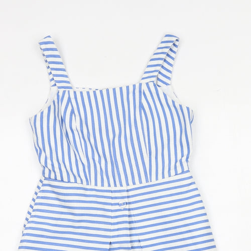 Topshop Womens Blue Striped Polyester Tank Dress Size 8 Square Neck Zip