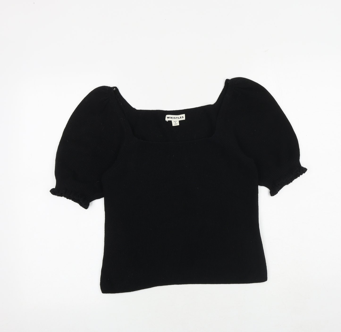 Whistles Womens Black Square Neck 100% Cotton Pullover Jumper Size S