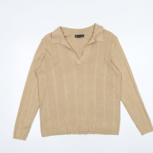 Marks and Spencer Womens Brown Collared Viscose Pullover Jumper Size 20