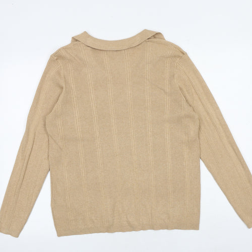 Marks and Spencer Womens Brown Collared Viscose Pullover Jumper Size 20