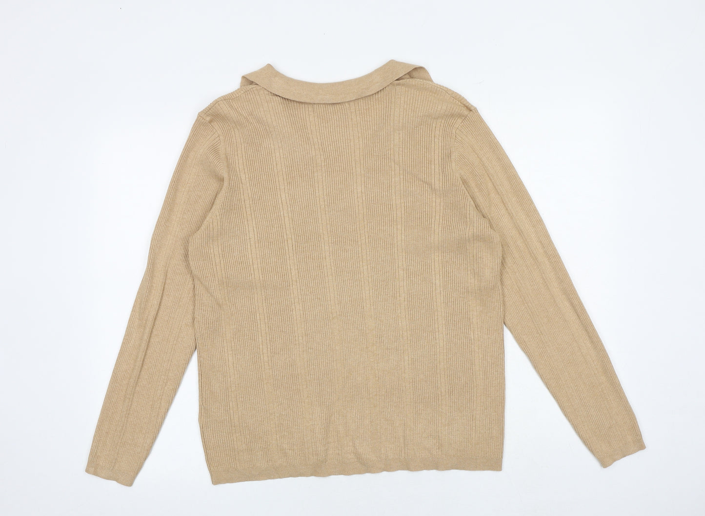 Marks and Spencer Womens Brown Collared Viscose Pullover Jumper Size 20