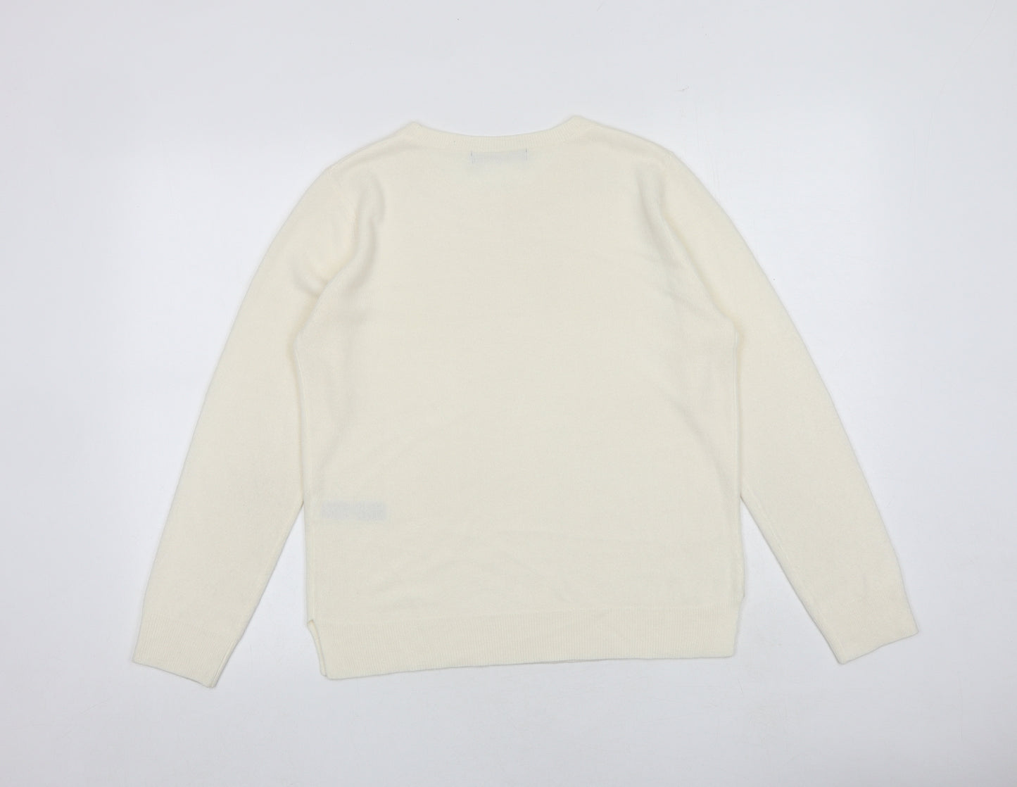 Marks and Spencer Womens Ivory Round Neck Acrylic Pullover Jumper Size 12