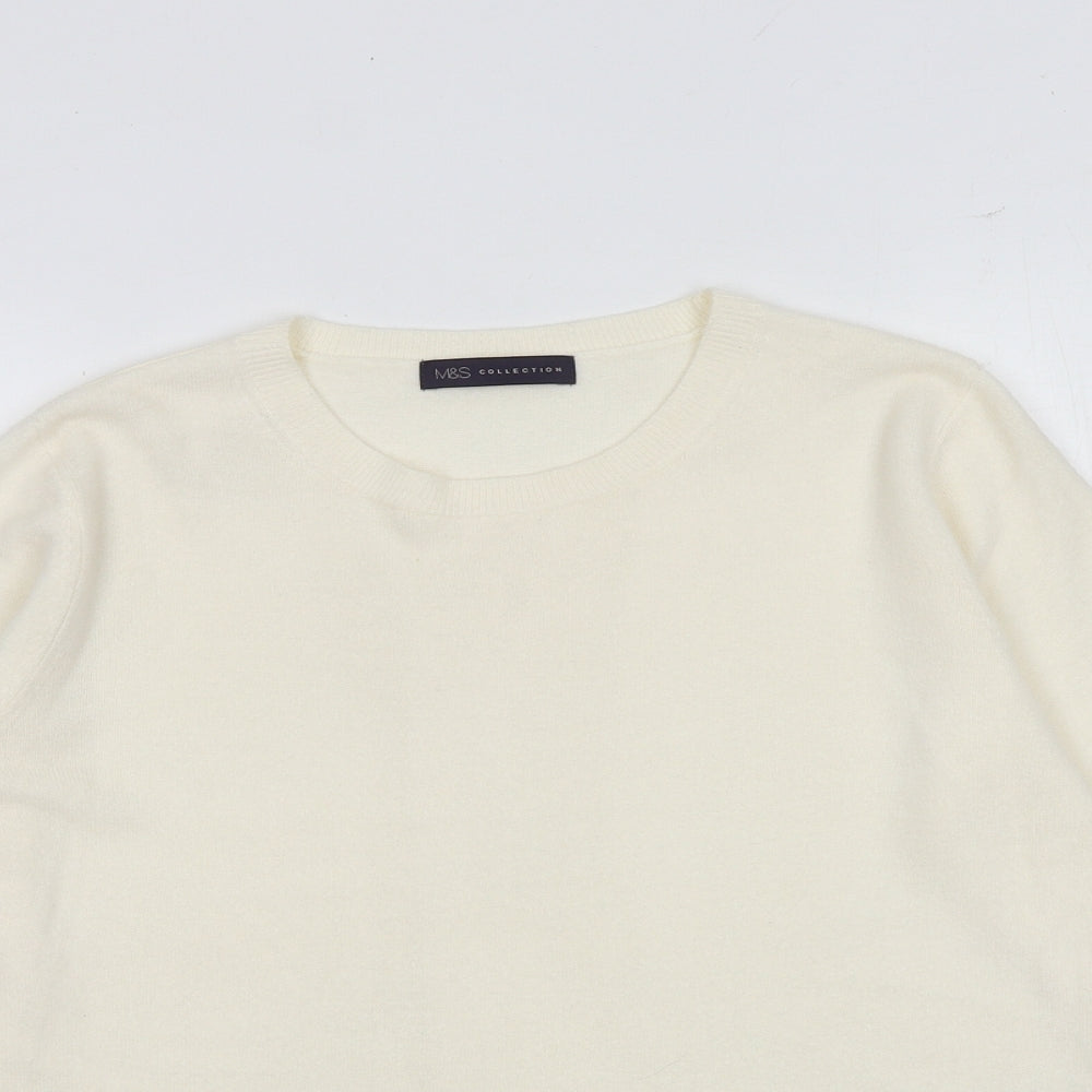 Marks and Spencer Womens Ivory Round Neck Acrylic Pullover Jumper Size 12