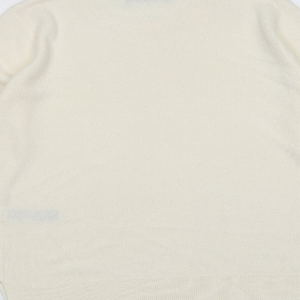 Marks and Spencer Womens Ivory Round Neck Acrylic Pullover Jumper Size 12
