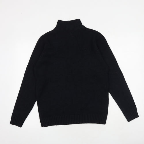 Pierre Cardin Mens Black High Neck Acrylic Pullover Jumper Size S Long Sleeve