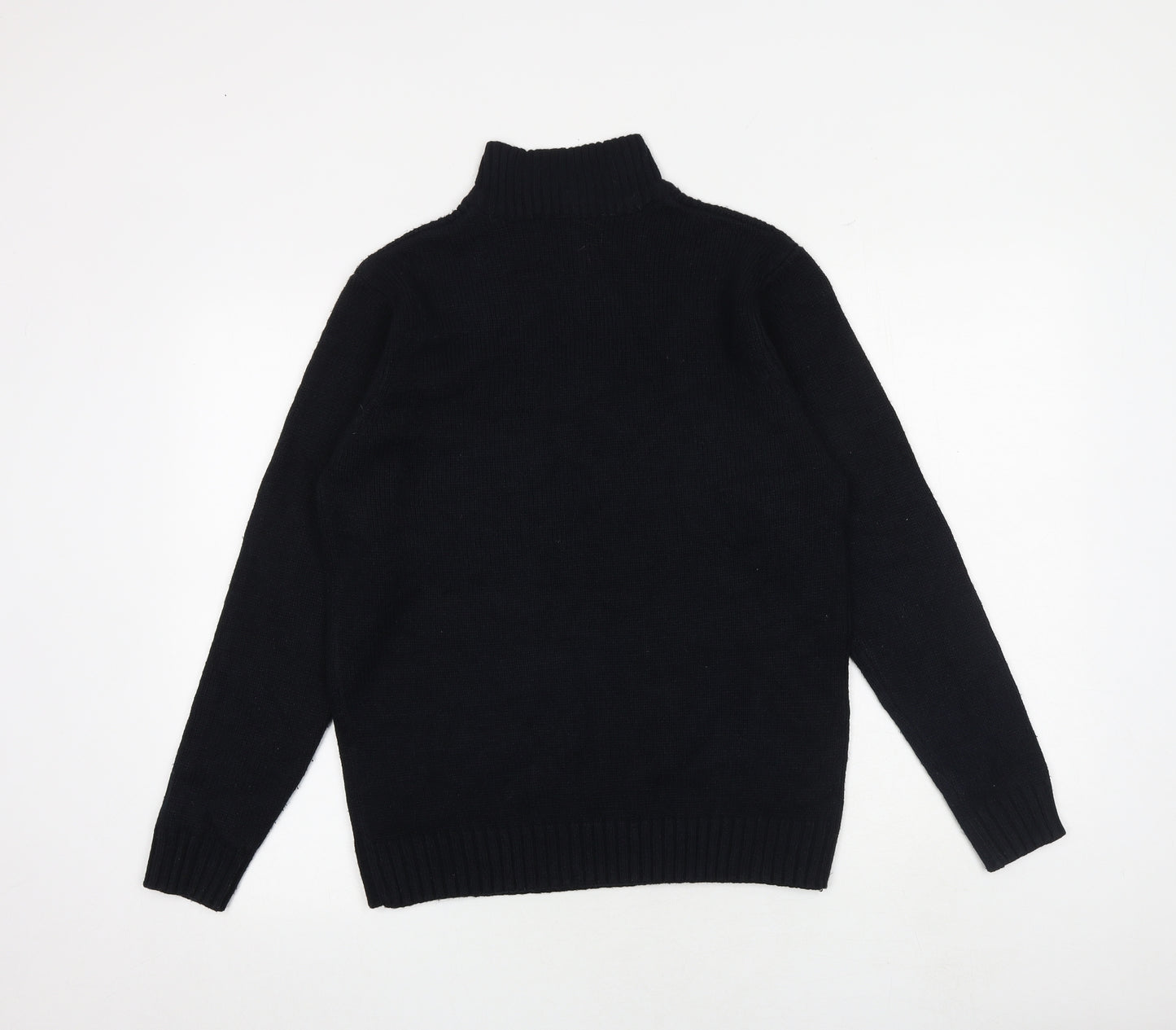 Pierre Cardin Mens Black High Neck Acrylic Pullover Jumper Size S Long Sleeve