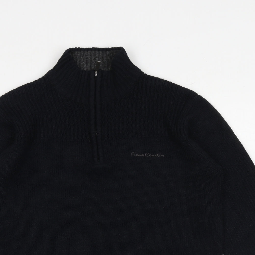 Pierre Cardin Mens Black High Neck Acrylic Pullover Jumper Size S Long Sleeve