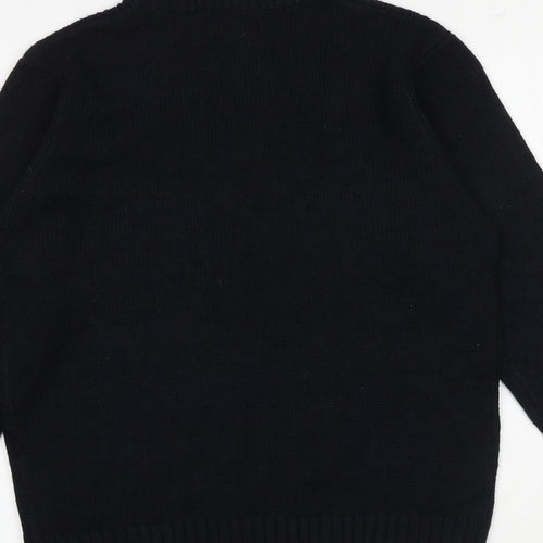 Pierre Cardin Mens Black High Neck Acrylic Pullover Jumper Size S Long Sleeve