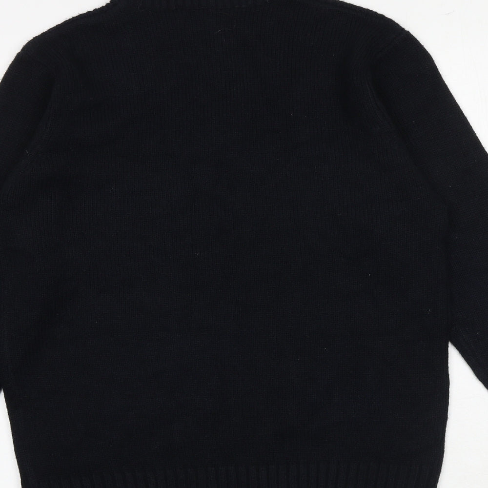 Pierre Cardin Mens Black High Neck Acrylic Pullover Jumper Size S Long Sleeve
